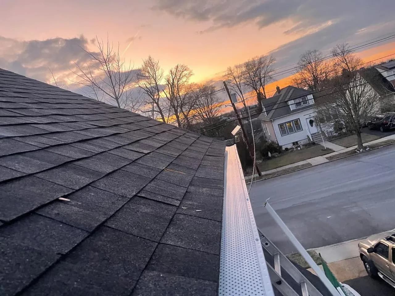 Micro-mesh gutter guard installed on a New Jersey home roofline