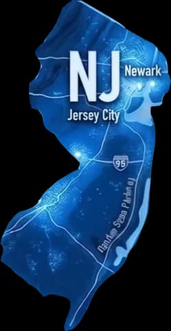 Mapa de Nueva Jersey, parte del área de servicio de canaletas de Haus Prime